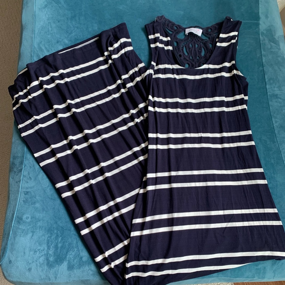 Navy and White Striped Maxi Dress for the taller woman.